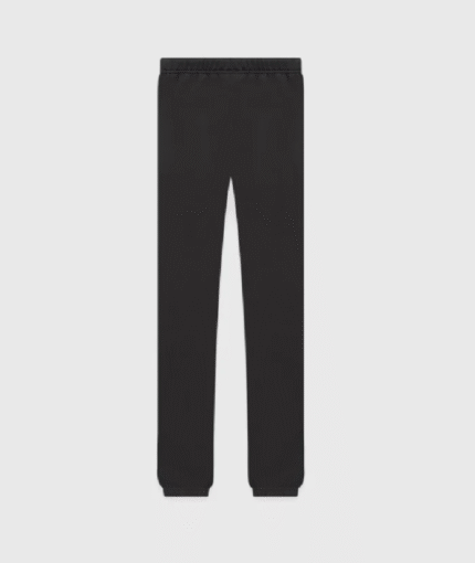 Black cotton sweatpants featuring a logo, designed for comfort and casual wear.