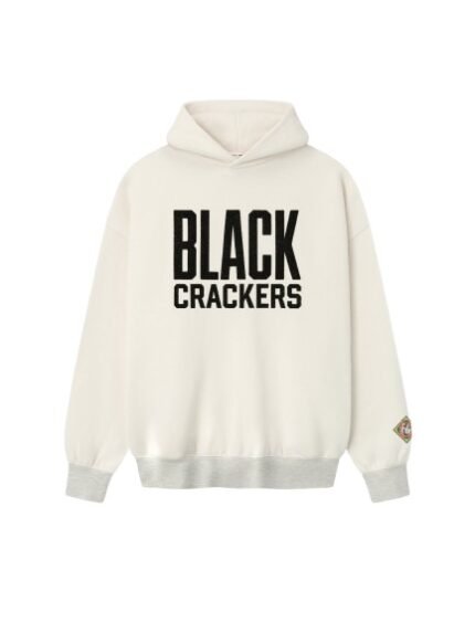 Essentials Black Crackers Hoodie featuring the Crackers logo prominently displayed on the front.